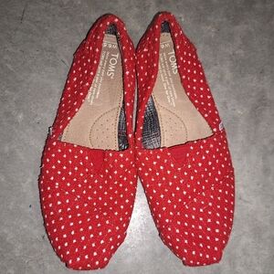 Toms Red and White Polka Dot Flats Size 6.5